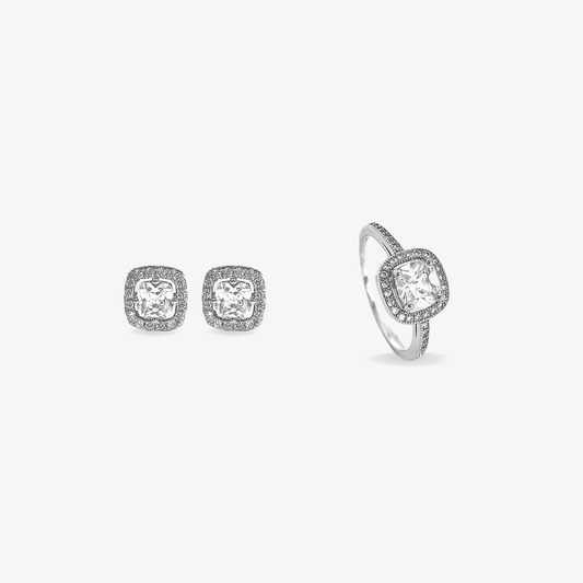 Square Halo Solitaire Set