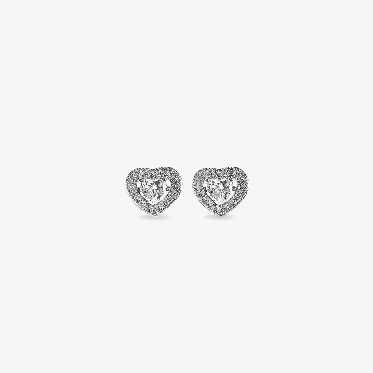 Heart Halo Solitaire Studs