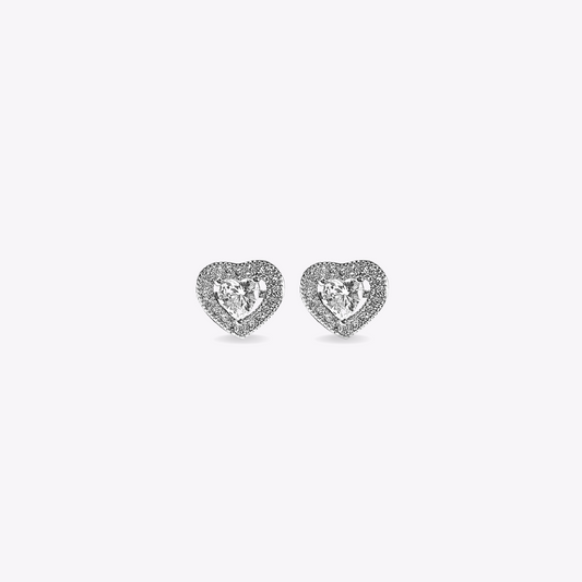Heart Halo Solitaire Studs
