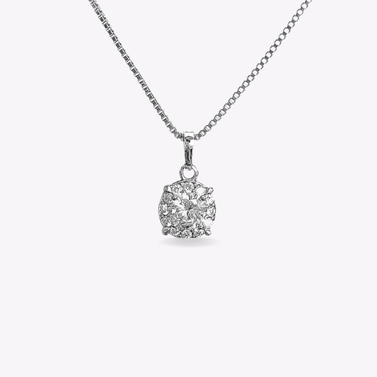 Circle Halo Solitaire Necklace