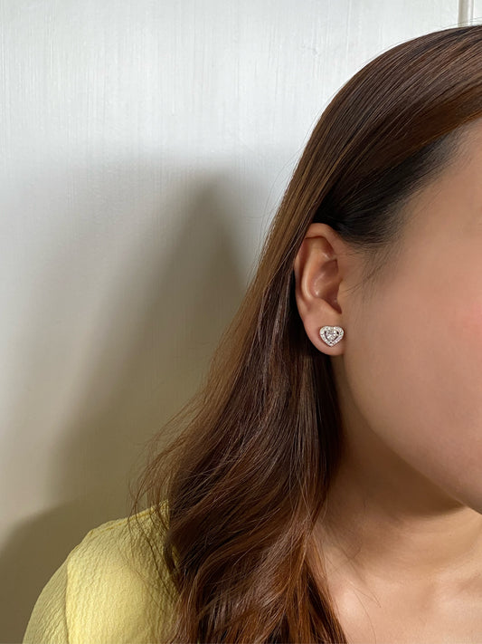 Heart Halo Solitaire Studs