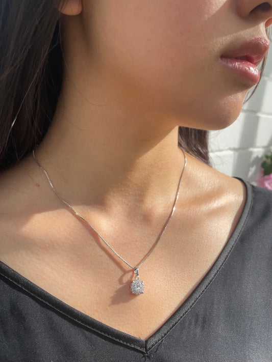 Circle Halo Solitaire Necklace