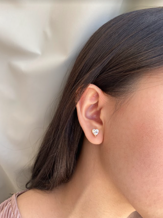 Heart Stone Gold Studs