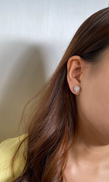 Square Halo Solitaire Studs